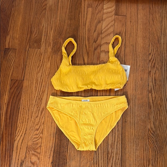 Andie Bikini Set Rye Top Classic Bikini Bottom Smocked Sunstruck Yellow sz Small - Picture 3 of 9